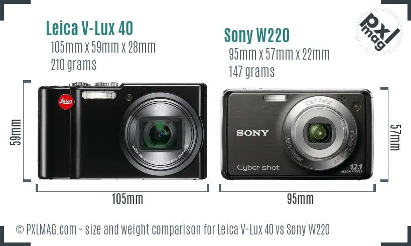 Leica V-Lux 40 vs Sony W220 size comparison Leica V-Lux 40 vs Sony W220 size comparison