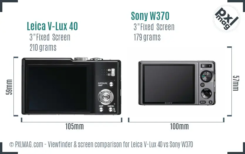 Leica V-Lux 40 vs Sony W370 Screen and Viewfinder comparison Leica V-Lux 40 vs Sony W370 Screen and Viewfinder comparison