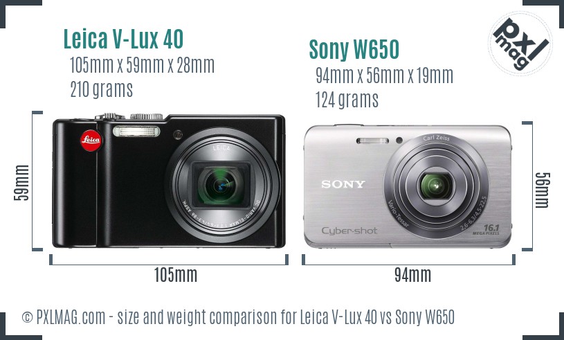 Leica V-Lux 40 vs Sony W650 size comparison Leica V-Lux 40 vs Sony W650 size comparison