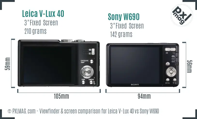 Leica V-Lux 40 vs Sony W690 Screen and Viewfinder comparison