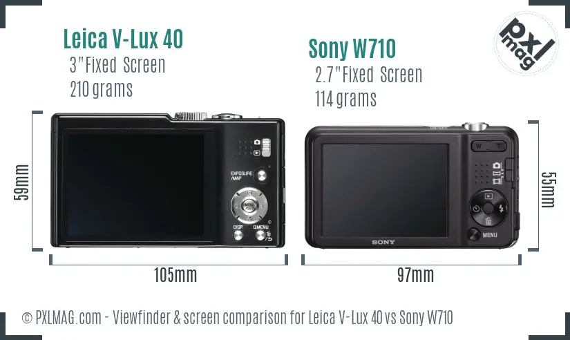 Leica V-Lux 40 vs Sony W710 Screen and Viewfinder comparison