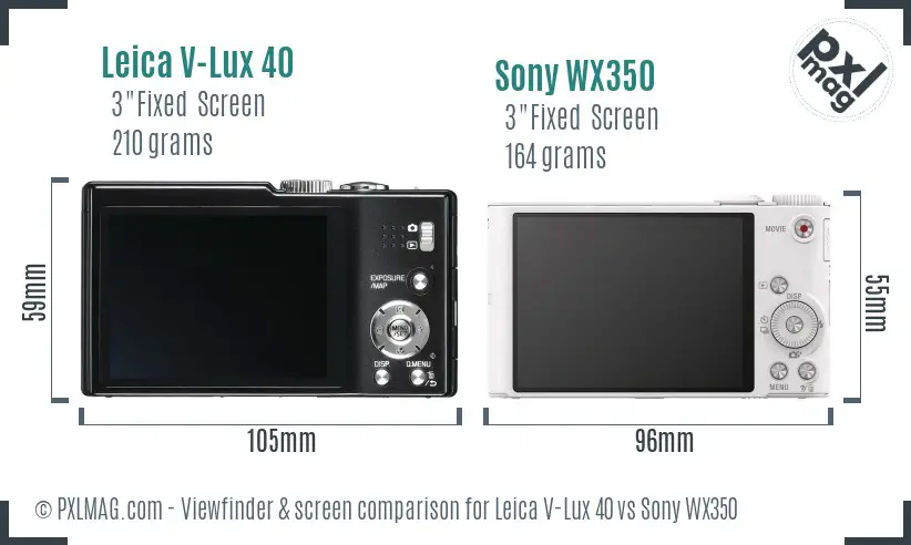 Leica V-Lux 40 vs Sony WX350 Screen and Viewfinder comparison