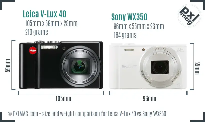 Leica V-Lux 40 vs Sony WX350 size comparison