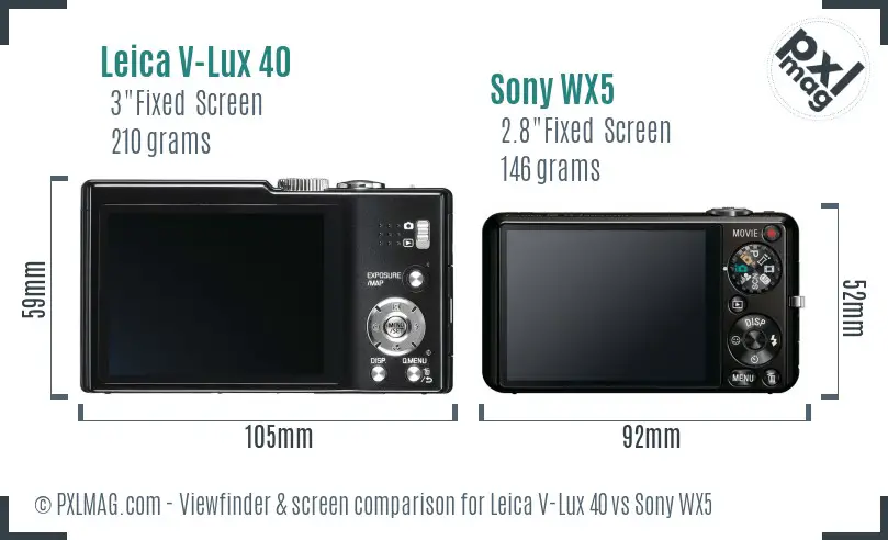Leica V-Lux 40 vs Sony WX5 Screen and Viewfinder comparison Leica V-Lux 40 vs Sony WX5 Screen and Viewfinder comparison