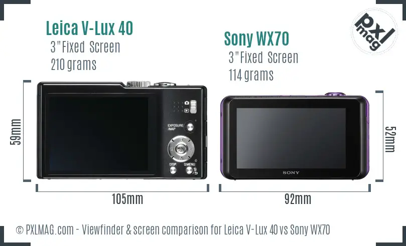 Leica V-Lux 40 vs Sony WX70 Screen and Viewfinder comparison