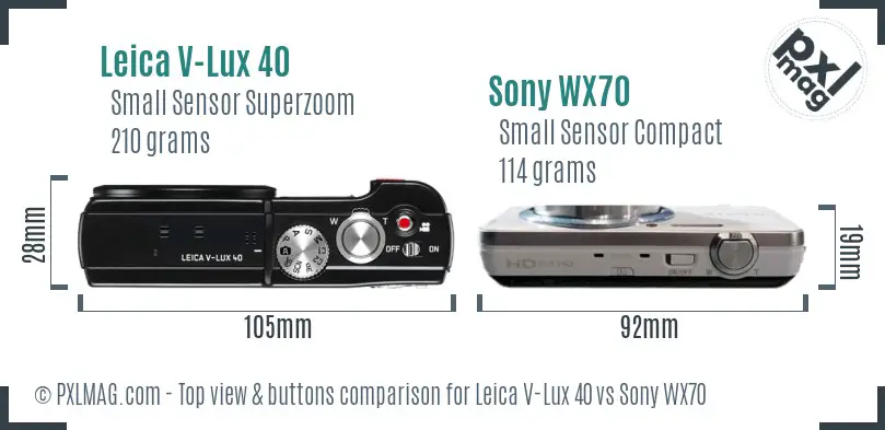 Leica V-Lux 40 vs Sony WX70 top view buttons comparison