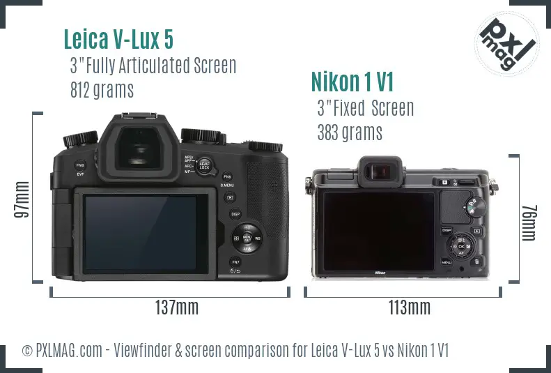 Leica V-Lux 5 vs Nikon 1 V1 Screen and Viewfinder comparison Leica V-Lux 5 vs Nikon 1 V1 Screen and Viewfinder comparison