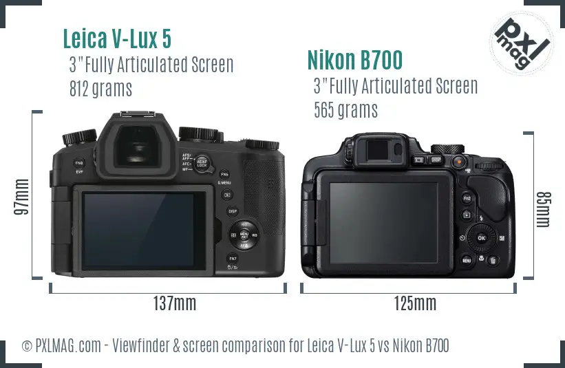 Leica V-Lux 5 vs Nikon B700 Screen and Viewfinder comparison Leica V-Lux 5 vs Nikon B700 Screen and Viewfinder comparison
