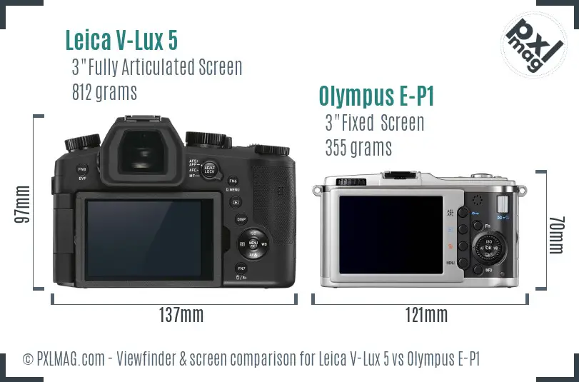Leica V-Lux 5 vs Olympus E-P1 Screen and Viewfinder comparison