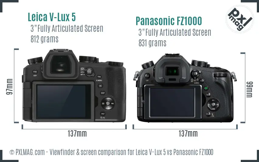 Leica V-Lux 5 vs Panasonic FZ1000 Screen and Viewfinder comparison