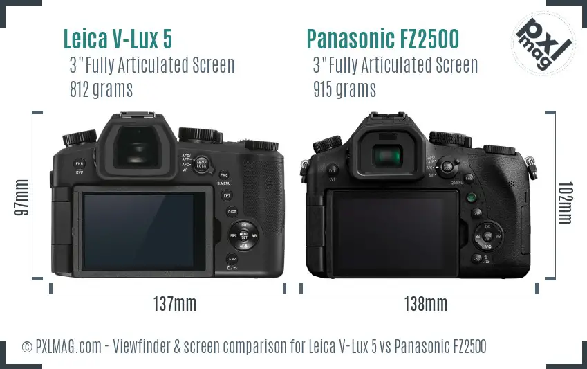 Leica V-Lux 5 vs Panasonic FZ2500 Screen and Viewfinder comparison
