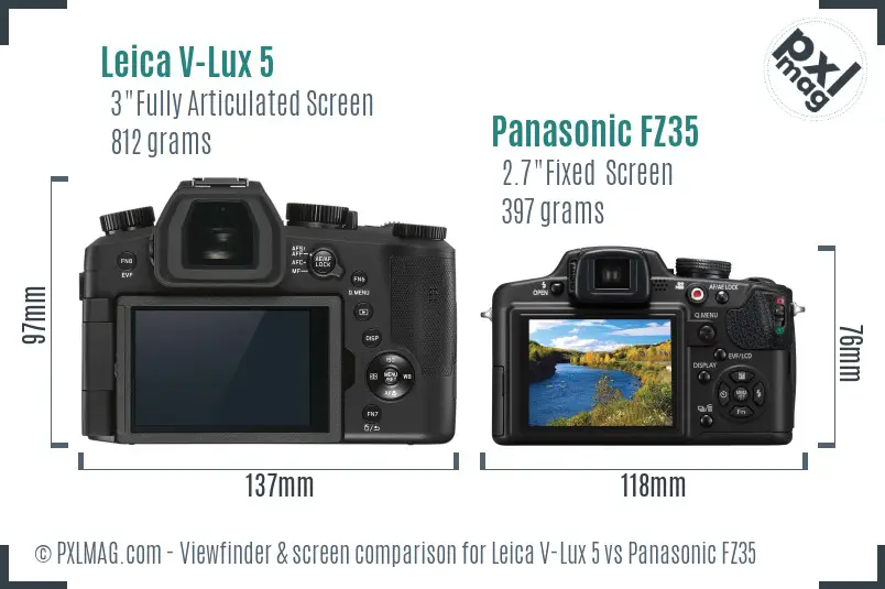 Leica V-Lux 5 vs Panasonic FZ35 Screen and Viewfinder comparison