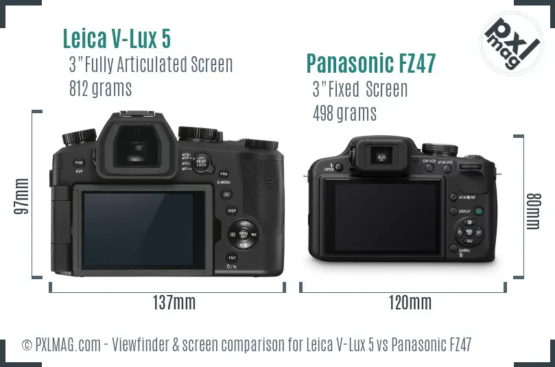 Leica V-Lux 5 vs Panasonic FZ47 Screen and Viewfinder comparison