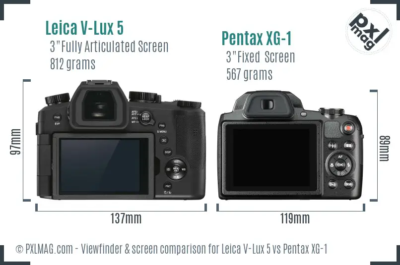 Leica V-Lux 5 vs Pentax XG-1 Screen and Viewfinder comparison Leica V-Lux 5 vs Pentax XG-1 Screen and Viewfinder comparison