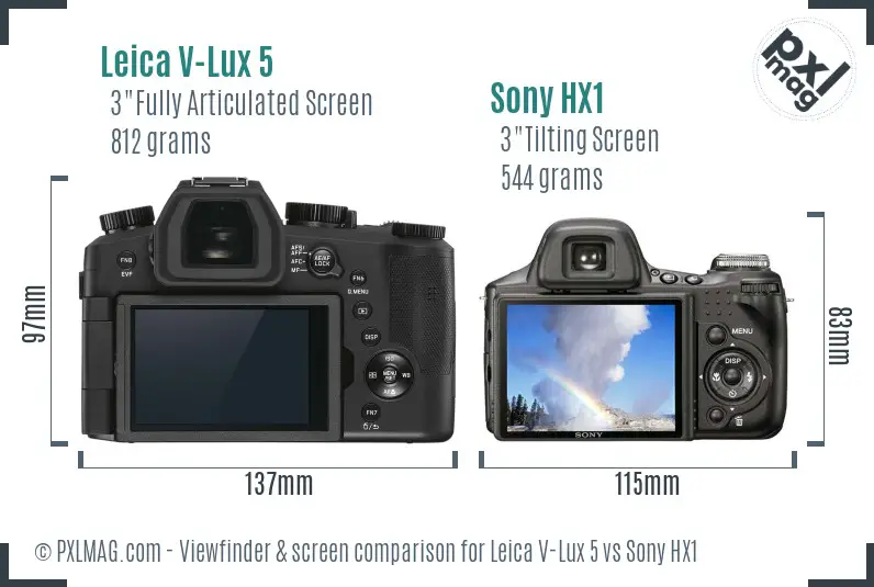 Leica V-Lux 5 vs Sony HX1 Screen and Viewfinder comparison Leica V-Lux 5 vs Sony HX1 Screen and Viewfinder comparison
