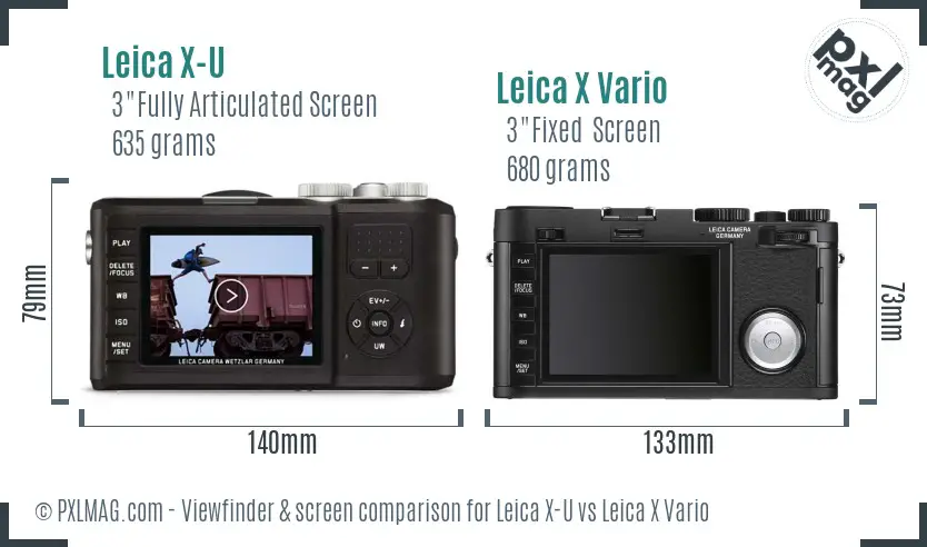 Leica X-U vs Leica X Vario Screen and Viewfinder comparison