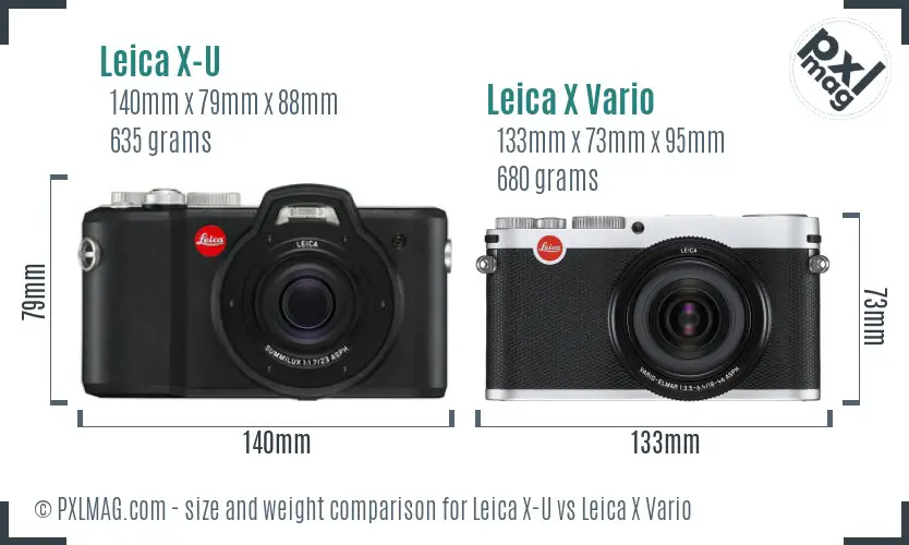 Leica X-U vs Leica X Vario size comparison