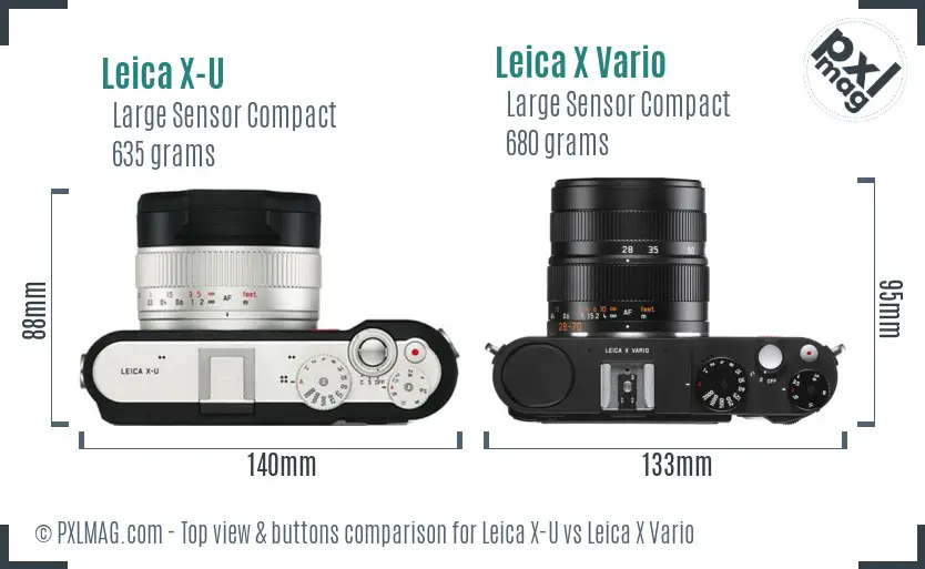 Leica X-U vs Leica X Vario top view buttons comparison