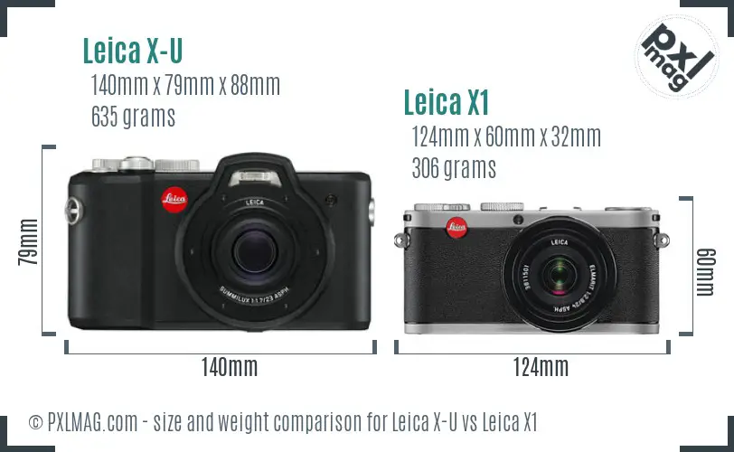 Leica X-U vs Leica X1 size comparison