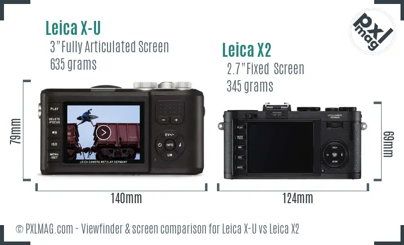Leica X-U vs Leica X2 Screen and Viewfinder comparison
