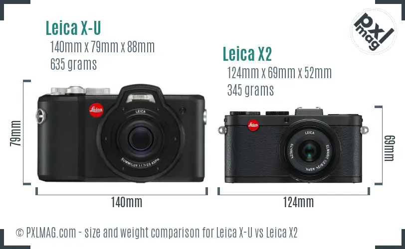 Leica X-U vs Leica X2 size comparison