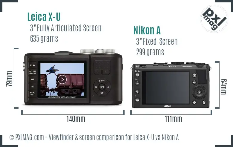 Leica X-U vs Nikon A Screen and Viewfinder comparison