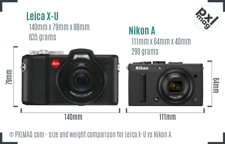 Leica X-U vs Nikon A size comparison