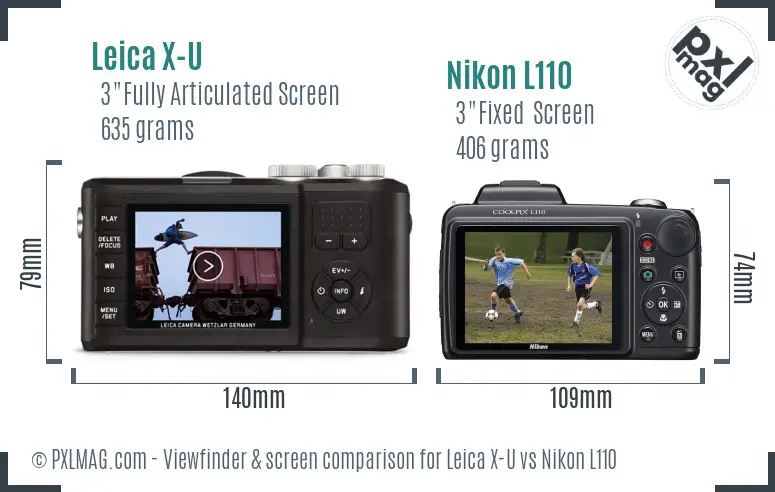 Leica X-U vs Nikon L110 Screen and Viewfinder comparison