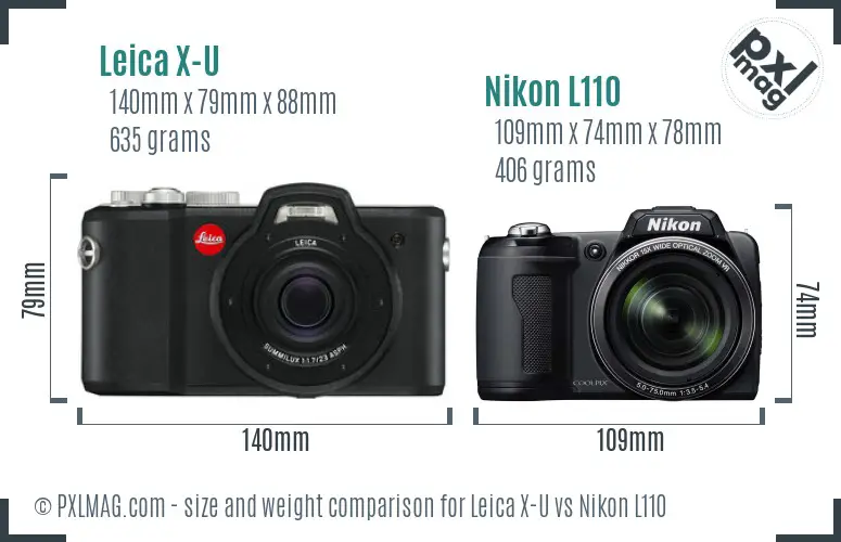Leica X-U vs Nikon L110 size comparison