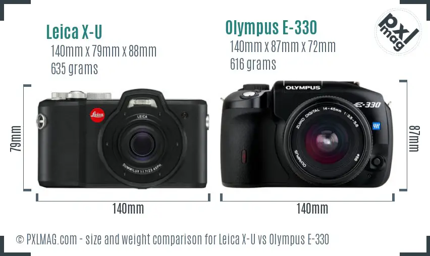 Leica X-U vs Olympus E-330 size comparison