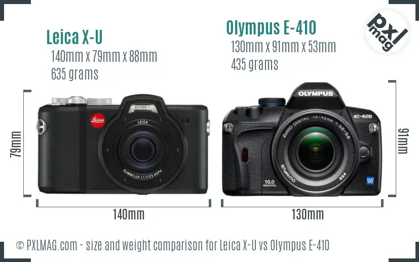 Leica X-U vs Olympus E-410 size comparison