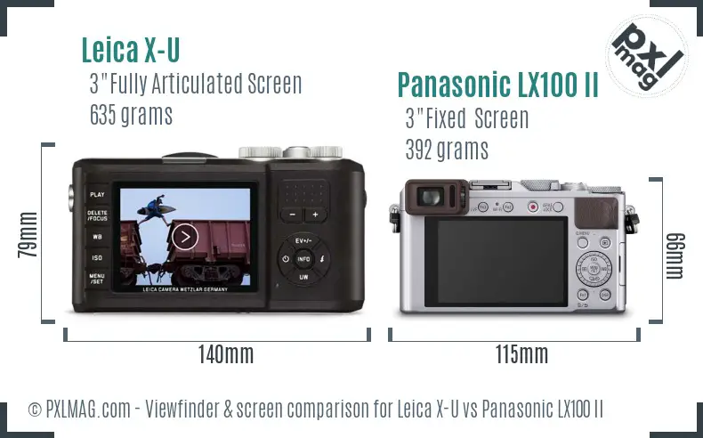 Leica X-U vs Panasonic LX100 II Screen and Viewfinder comparison