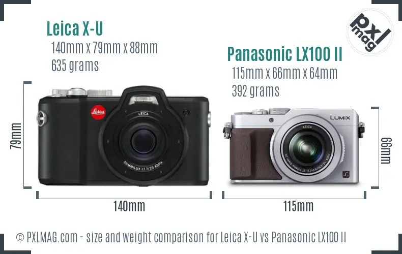 Leica X-U vs Panasonic LX100 II size comparison