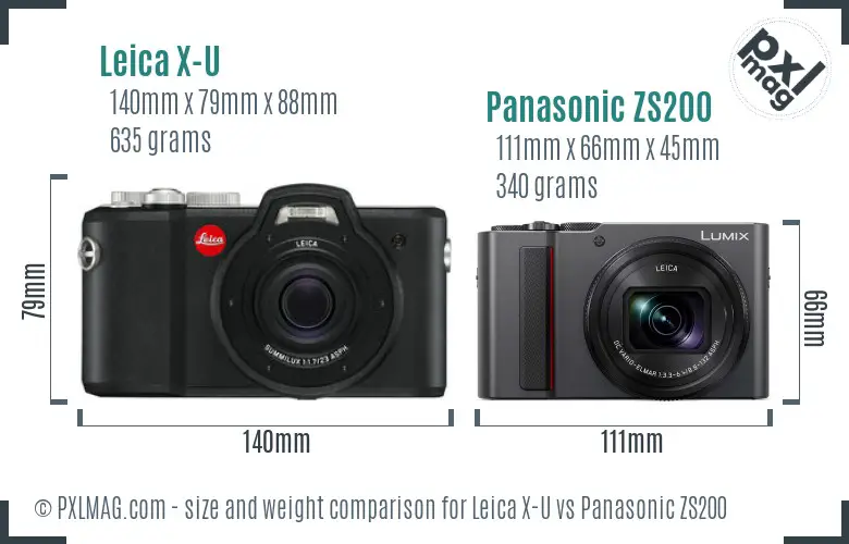 Leica X-U vs Panasonic ZS200 size comparison
