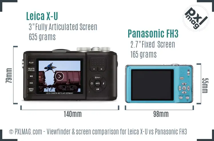 Leica X-U vs Panasonic FH3 Screen and Viewfinder comparison