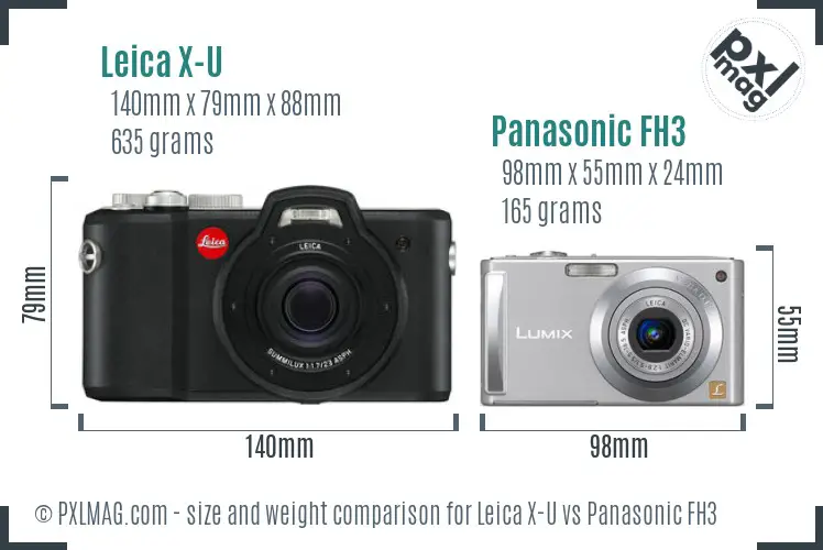 Leica X-U vs Panasonic FH3 size comparison