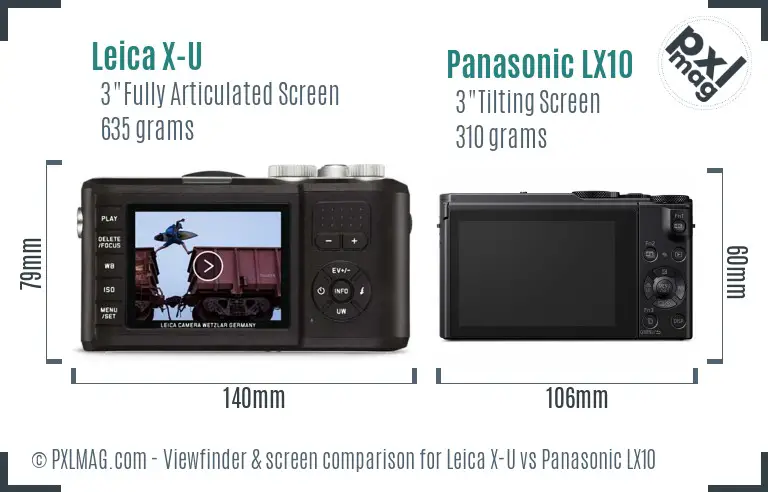 Leica X-U vs Panasonic LX10 Screen and Viewfinder comparison