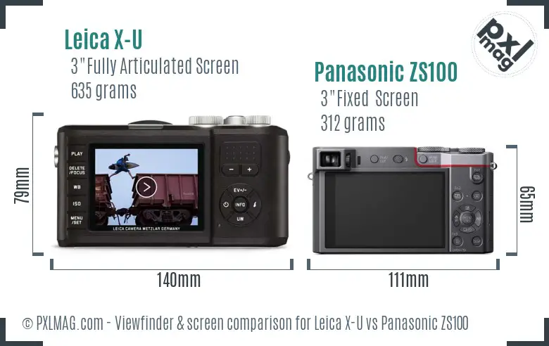 Leica X-U vs Panasonic ZS100 Screen and Viewfinder comparison