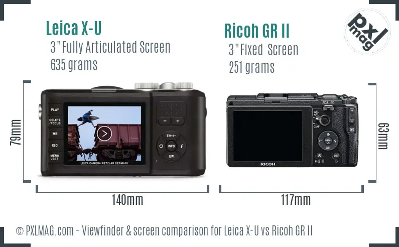 Leica X-U vs Ricoh GR II Screen and Viewfinder comparison
