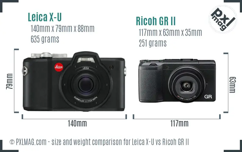 Leica X-U vs Ricoh GR II size comparison
