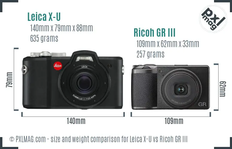 Leica X-U vs Ricoh GR III size comparison