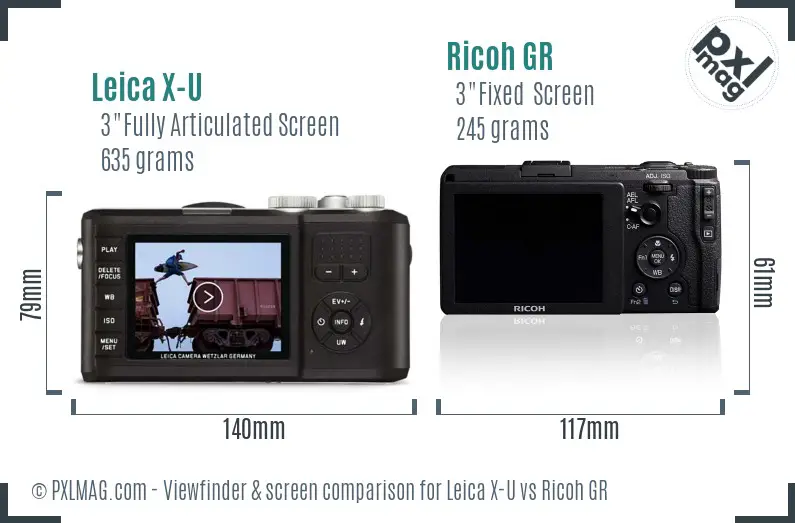 Leica X-U vs Ricoh GR Screen and Viewfinder comparison
