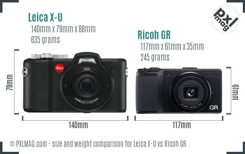 Leica X-U vs Ricoh GR size comparison