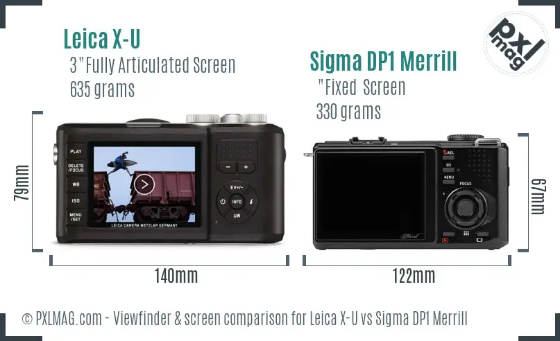 Leica X-U vs Sigma DP1 Merrill Screen and Viewfinder comparison