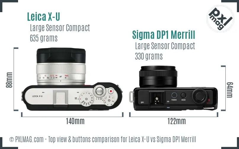 Leica X-U vs Sigma DP1 Merrill top view buttons comparison