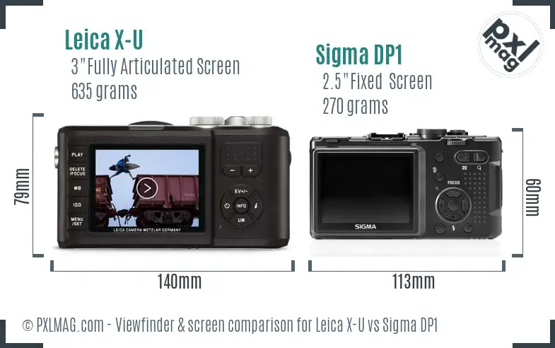 Leica X-U vs Sigma DP1 Screen and Viewfinder comparison