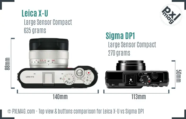 Leica X-U vs Sigma DP1 top view buttons comparison