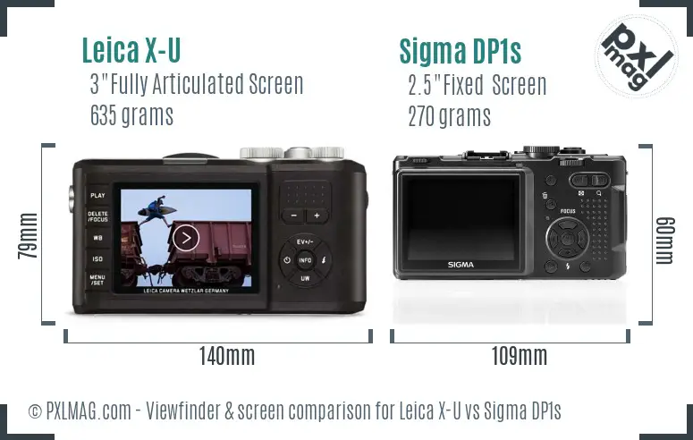 Leica X-U vs Sigma DP1s Screen and Viewfinder comparison