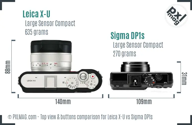 Leica X-U vs Sigma DP1s top view buttons comparison