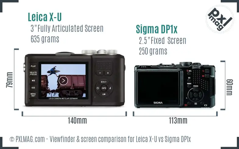 Leica X-U vs Sigma DP1x Screen and Viewfinder comparison